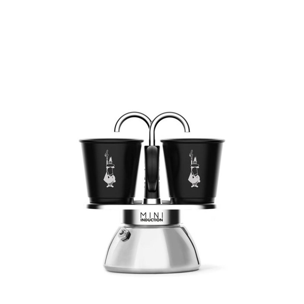 Set cafetiere italienne + 2 tasses - BIALETTI - Mini-induction - 100 ml - Inox / Noir