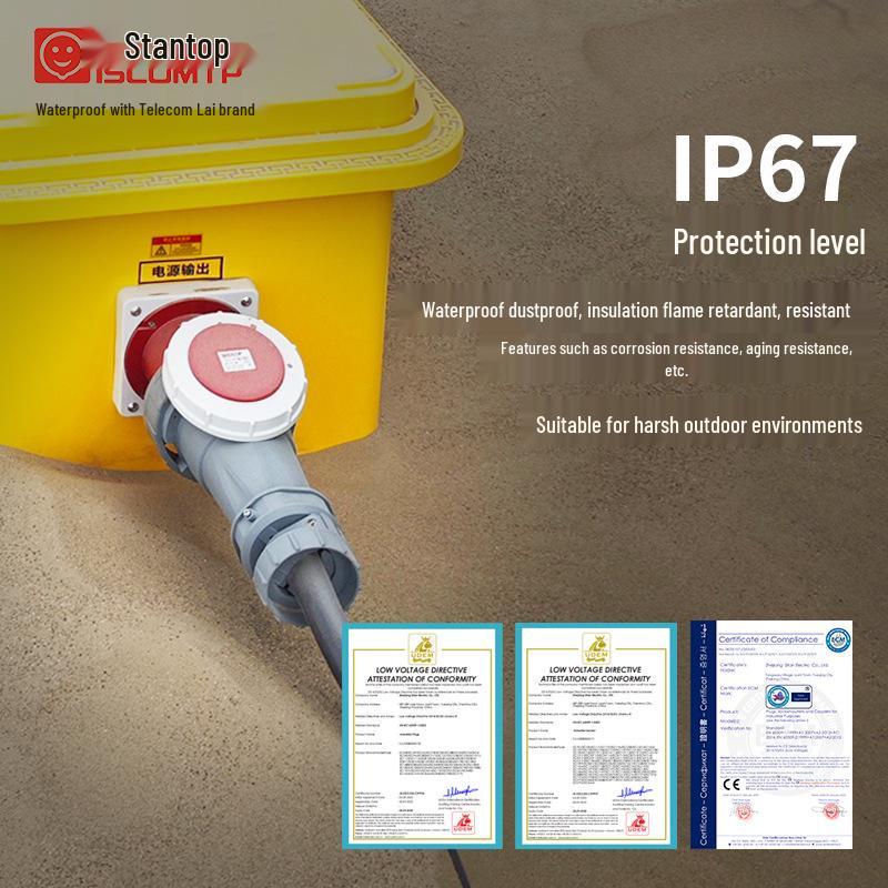 IP67 125A Angled Industrial Plug & Socket, Waterproof Male-Female Connector, 3-5 Pin Flush Mount