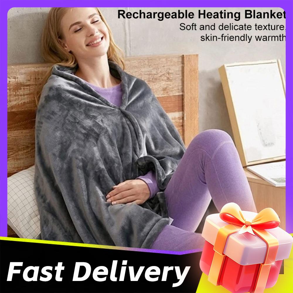 Portable Electric Heating Blanket USB Heating Shawl Blanket Powered Warmer Bed Heating Mat Winter Warm Heated Blanket Sofa Shawl