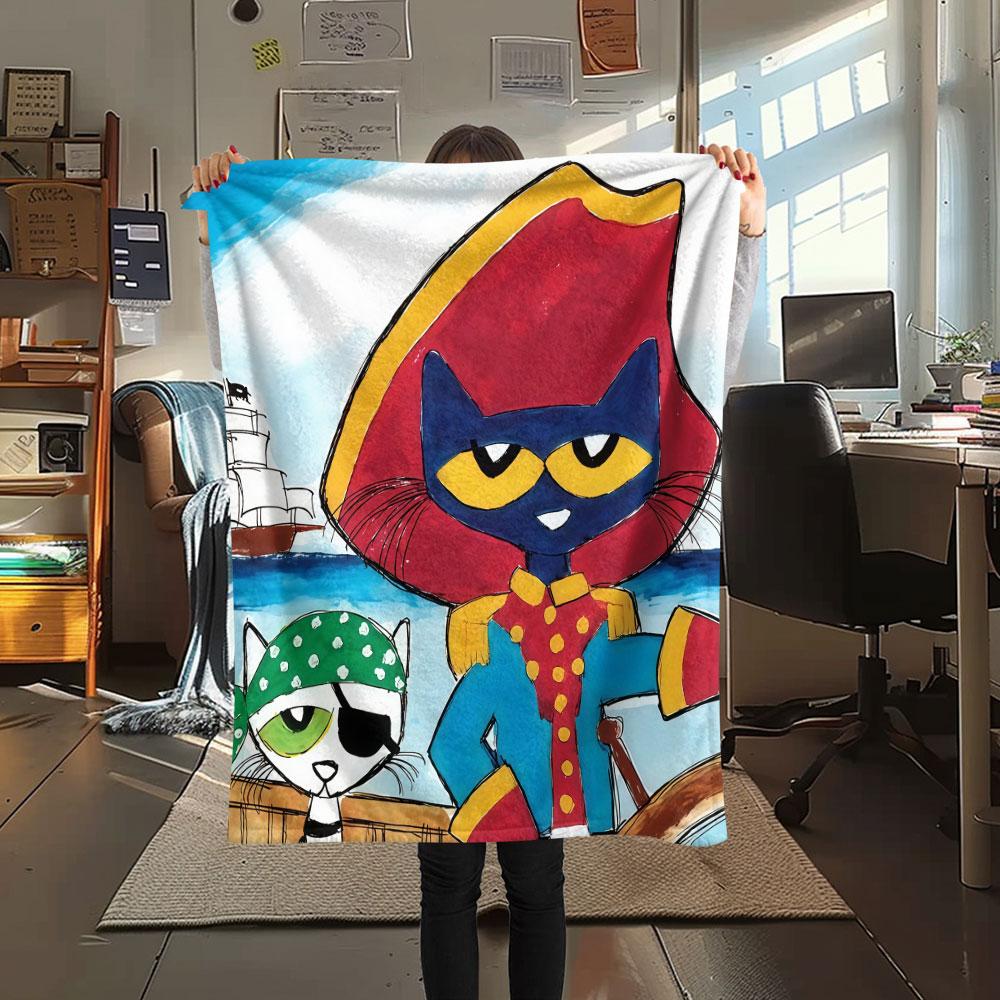 1PC Pete Cat Dream Blanket, High quality Comfortable for All Seasons, Home Decor, Warmth and Comfort