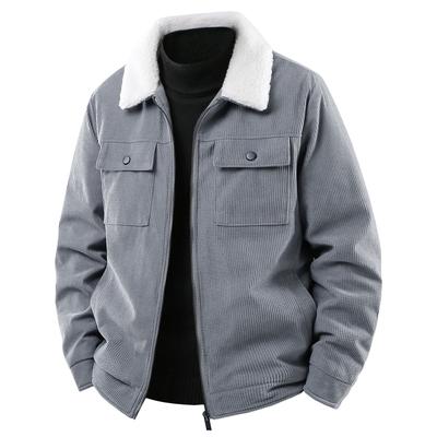 Thickened Corduroy Jacket for Men's Lapel Lapel Lamb Velvet Workwear Multi-bag Jacket Cotton Jacket