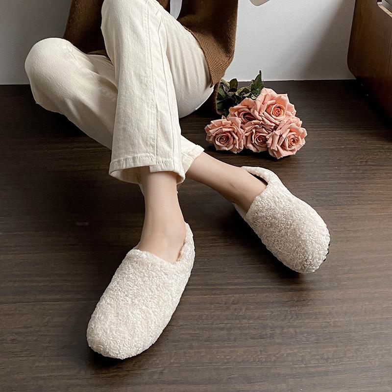 

Французские туфли Мэри Джейн, пушистые, женские, осенне-зимние, бархатная верхняя одежда, на одном педале, теплые туфли-бини, хлопковые женские туфли, большой размер, женская обувь 33 белый