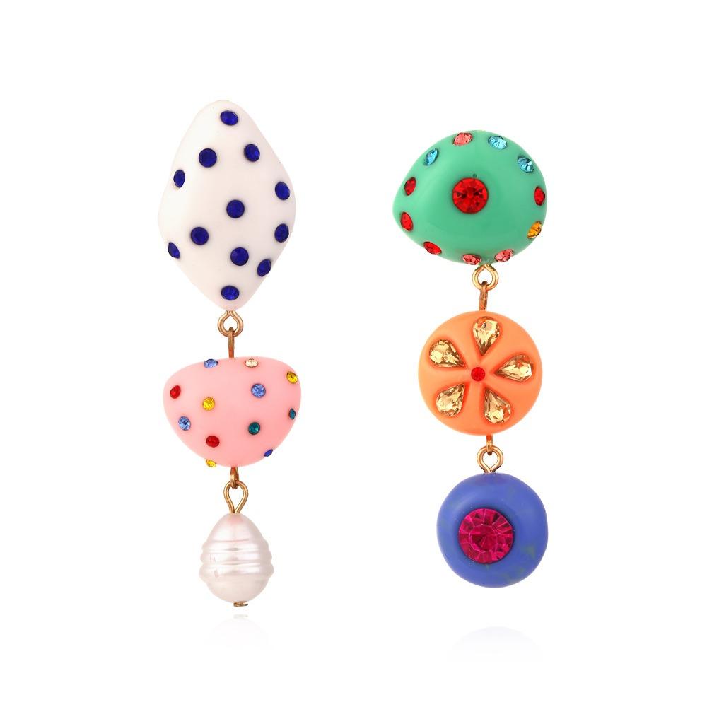 Creative Rhinestone Stud Earrings Charm Bohemian Dangle Earring Asymmetrical Dangle Earrings Women