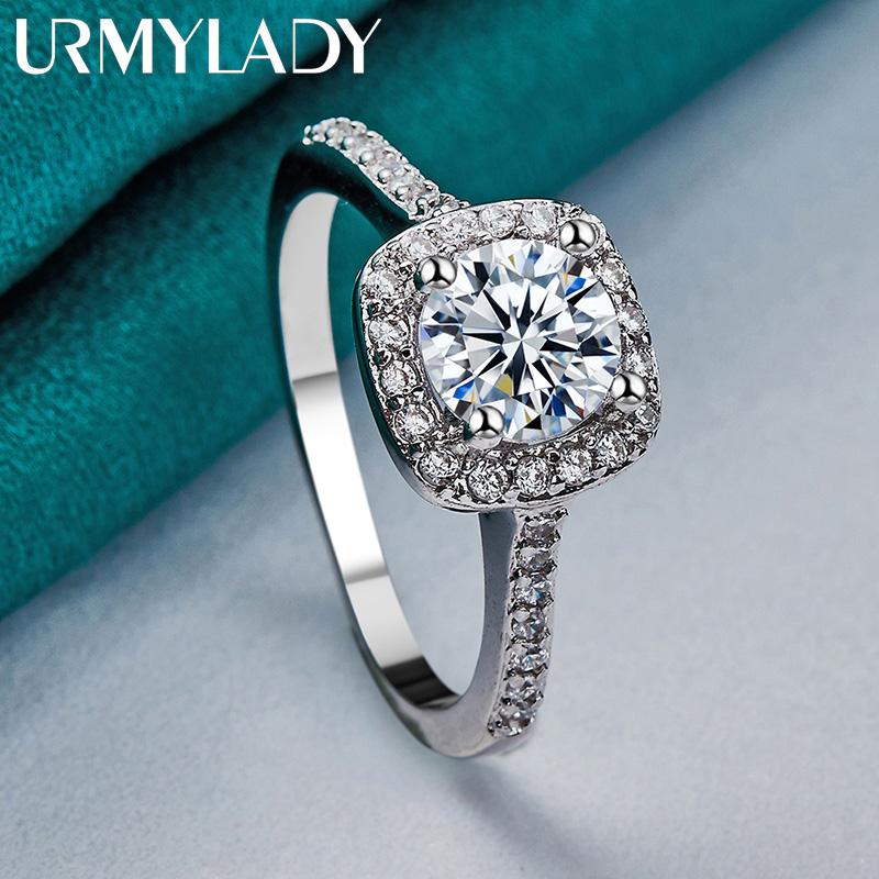 925 Sterling Silver Square AAAAA Zircon Charm 7 8 9 10 Ring For Women Fashion Jewellery