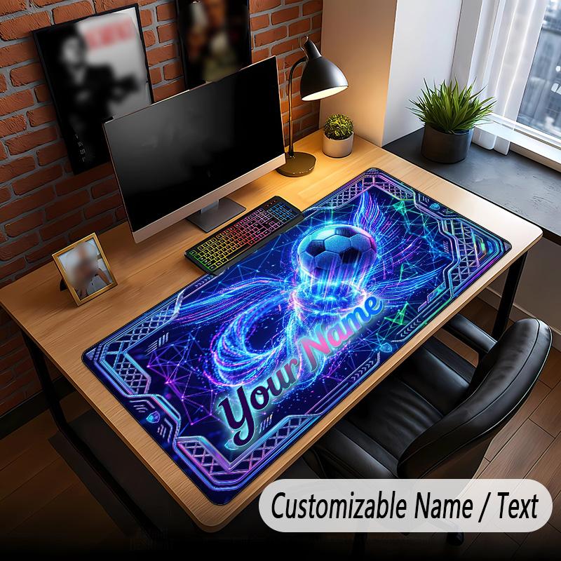 Soccer Theme Custom Mouse Pad Personalized With Name Text Customized Desk Mat For Office Home Decor
