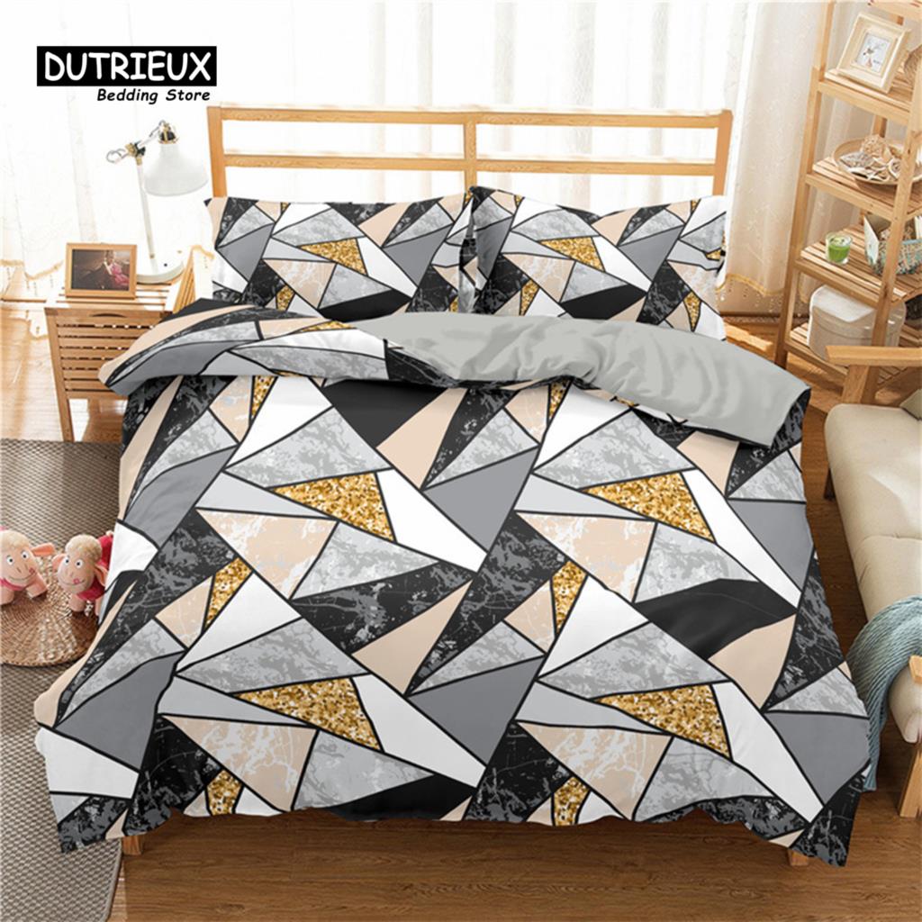 Soft Geometric Bedding Set King Queen Size Microfiber Honeycomb Pattern 3D Print Duvet Cover With Pillowcases Bedroom Decorative