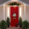 Warm Winter Wooden Christmas Sign with White Horse Pattern, Christmas Round Sign for Front Door Wall Hanging Decor, Ideal Christmas Gift