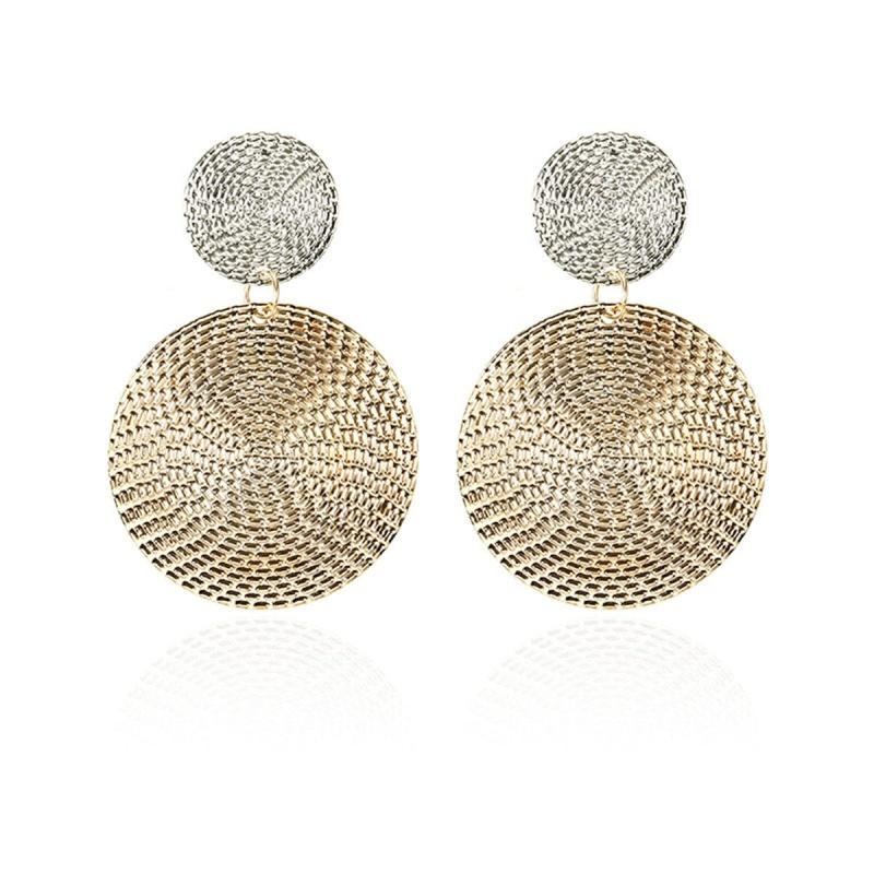Uneven Alloy Dangle Earrings for Female Hyperbolic Big Round Pendants Punk Ear Jewelry Metal Earrings for Women pendientes
