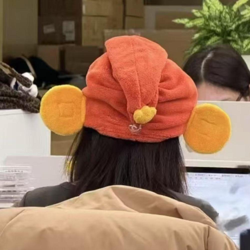 2PCS Super Absorbent God of Wealth Cap Quick-Drying Towel Cap Fashion Hair Drying Cap  Home Spa
