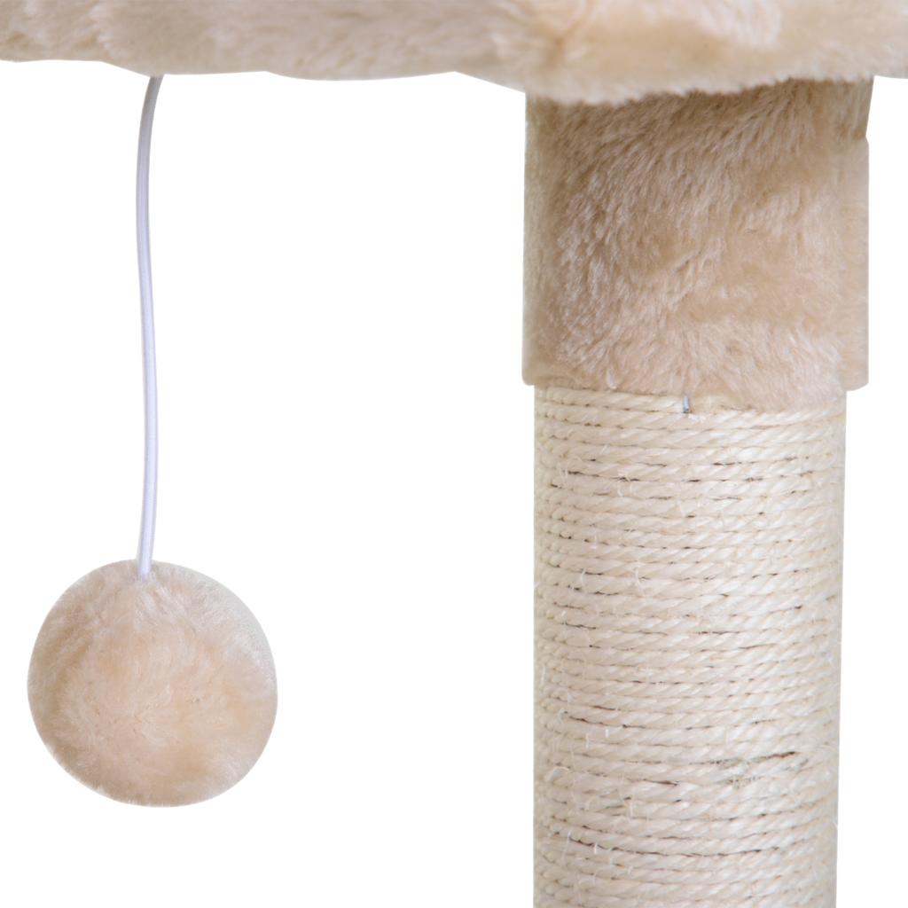Cat Tower max 3.6kg with Hammock and Hanging Ball, Made of Wood and Plush, 50x36x70 cm, Beige