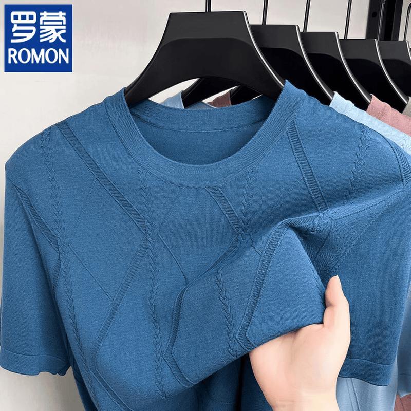 ROMON Men s Silk-Blend Round Neck Short Sleeve T-shirt 56/125