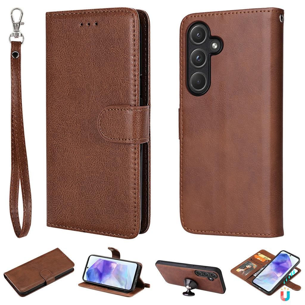 For Samsung Galaxy A55 5G Case 2 In 1 Detachable Magnetic Leather Wallet Mobile Cover with Strap