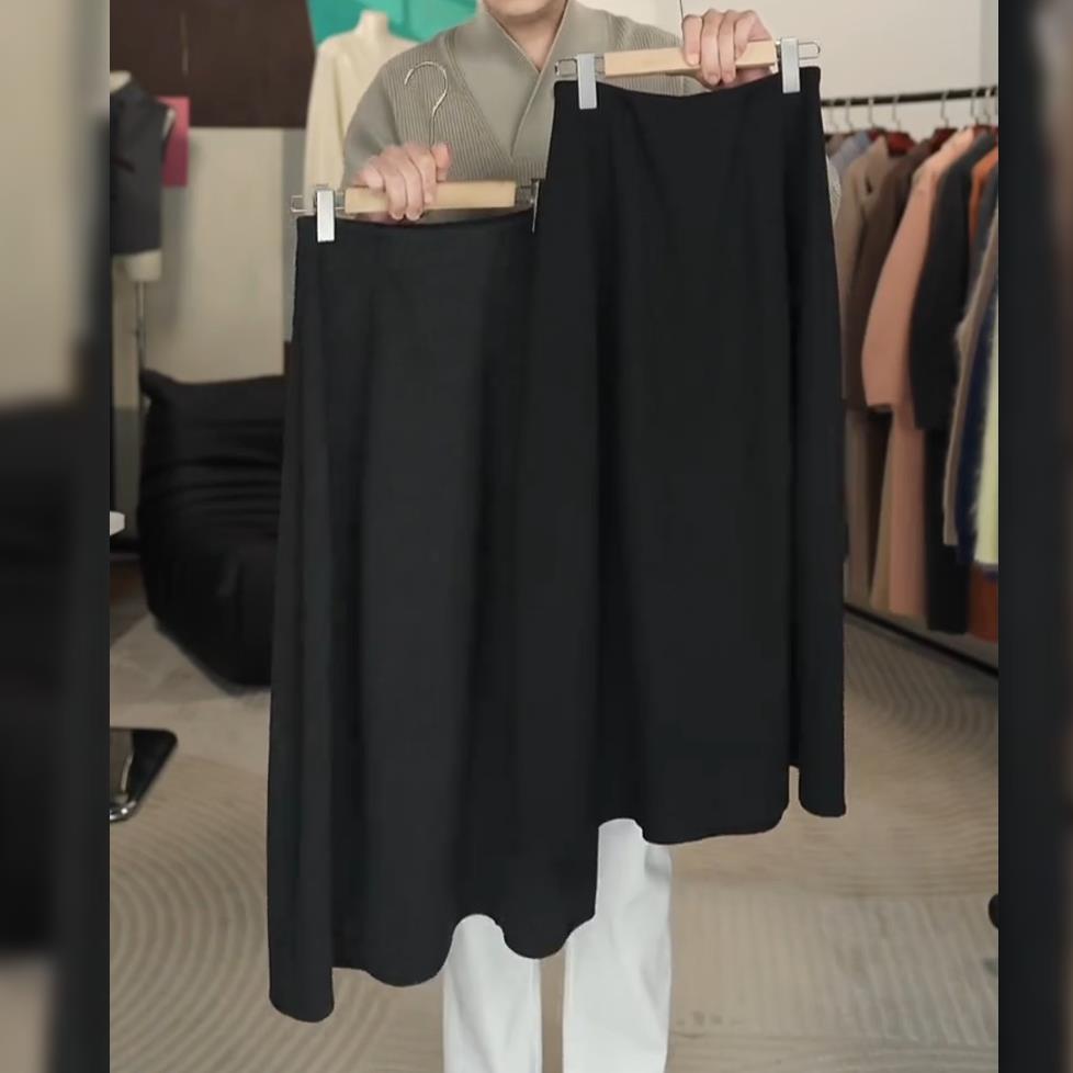 2025 A/W Women's Cashmere A-Line Elastic Waist Draping Skirt - Slimming & Versatile Design