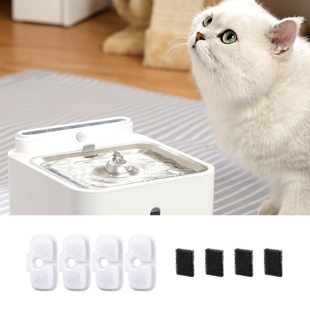 Set of 4 Replacement Filter for Automatic Pet Fountain Cats Water Fountain Water Source for Kittens Water Dispenser