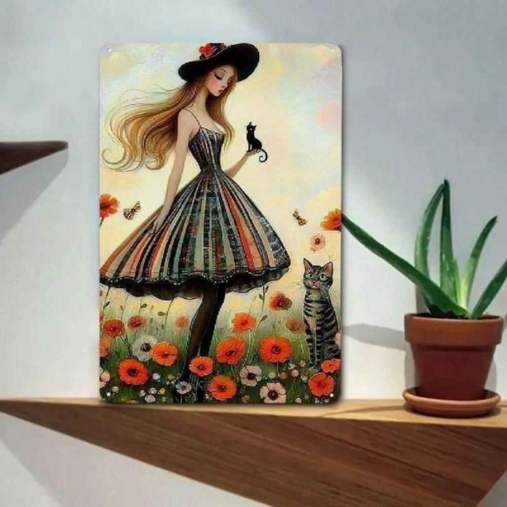 Tin Sign Wall Art, American Style Cat, Retro Kitchen Decor