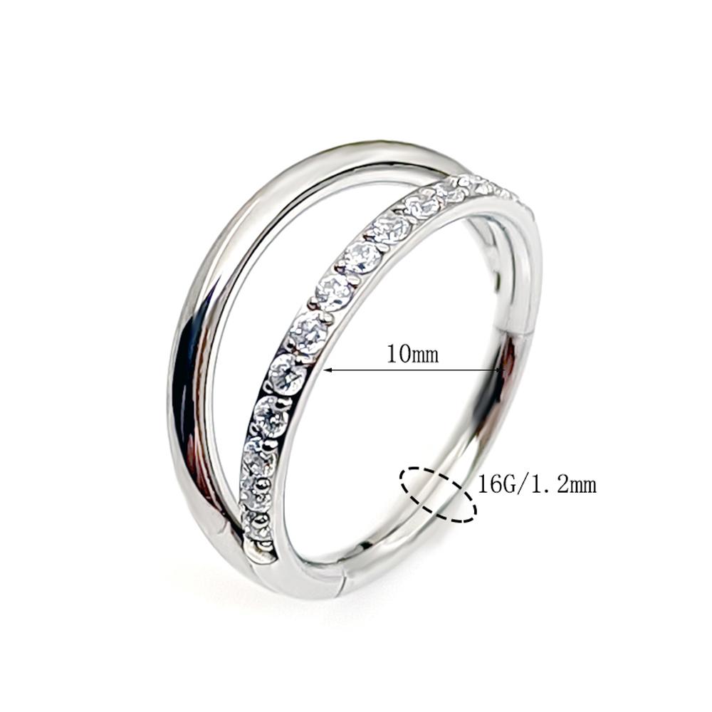 Anillo de Nariz Clicker de Titanio G23 Cartílago de Oreja Tragus Helix Daith Pendientes Redondos Aro CZ 16G Segmento con Bisagra Joyería para Piercing Corporal