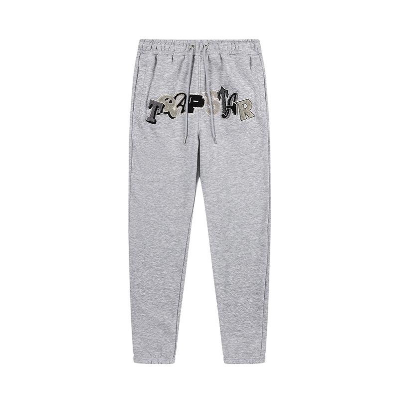Trapstar towel embroidered letters fleece-lined zipper jacket, hooded sweatshirt pants, couple set
