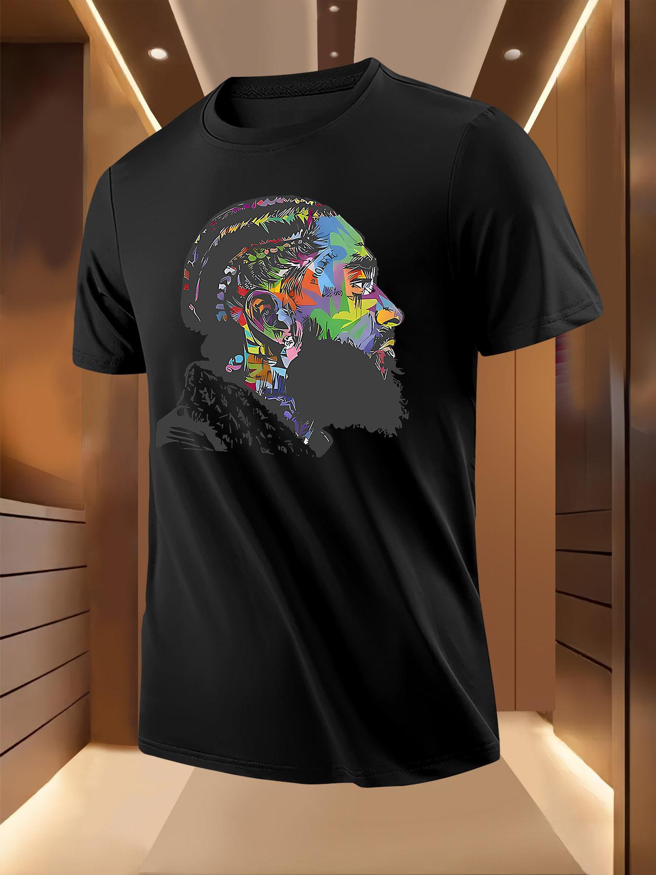 Colorful Artistic Portrait Print Tshirt - Breathable Ligh... S