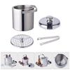 Cubo de Hielo Aislado de Acero Inoxidable de Doble Pared con Tapa Pinzas Almacenamiento Enfriador
