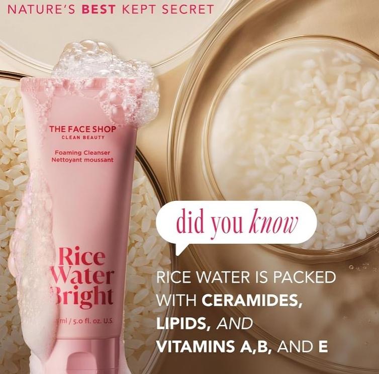 The Face Shop Rice Water Bright Cleansing foam Face Wash for Glowing Skin | Cleanser for Uneven Skin Tone 150ml