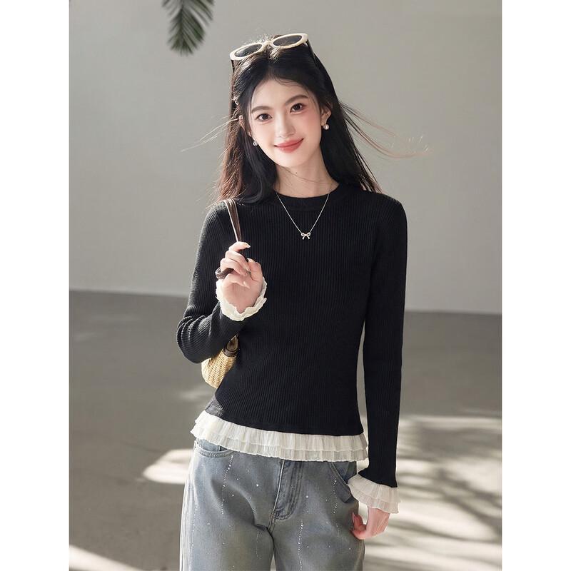 

MOCANA Women s Lace Trim Wool Base Layer Sweater M