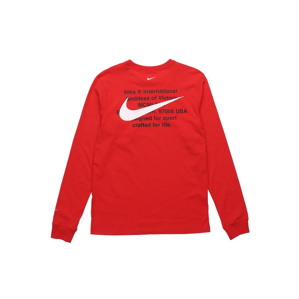 Nike Double Swoosh Print Crew Neck Long Sleeve T-Shirt Men Tops Red CK2260-657