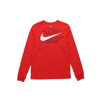 Double Swoosh Print Crew Neck Long Sleeve T-Shirt Men Tops Red CK2260-657