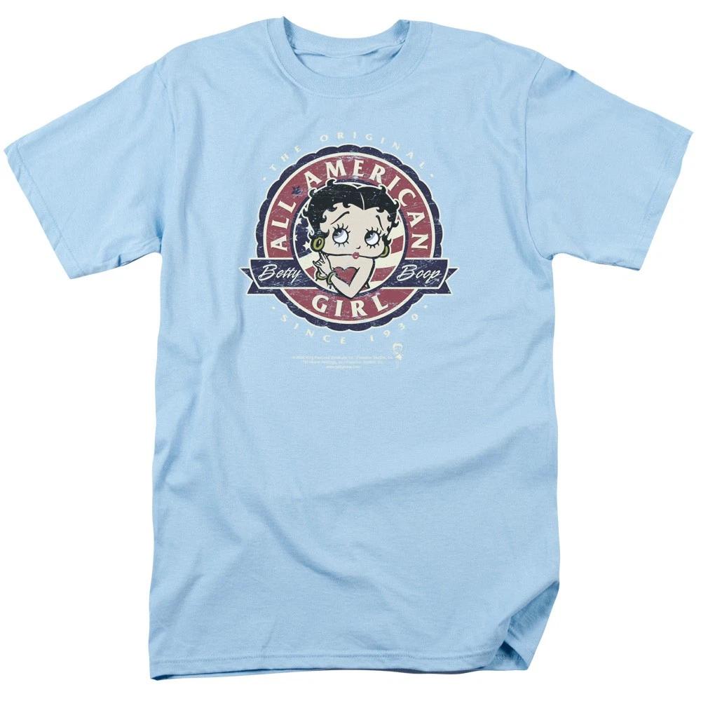 Betty Boop - All American Girl - Unisex Short Sleeve Children s T-shirt - Blue 160