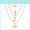 Elegant Heart Shaped Butterfly Rose Pendant Necklace With Dazzling Gold Finish For Women
