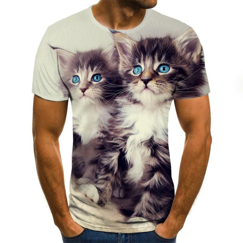 Summer Round Neck 3D Various Animals Print Top Fashionable Casual Short Sleeved Men's T-shirts