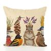 Decorative Cushion Cover Squirrel Bird Bear Fox Animal Printed Cotton Linen Pillowcase Couch Sofa Pillow Cover Living Room Decor