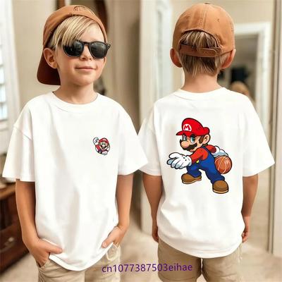 Super Marios Bros Children TShirt Anime Birthday Boy Girl Clothes Kid Kawaii Anime Little Baby Casual Tee Shirt Gift