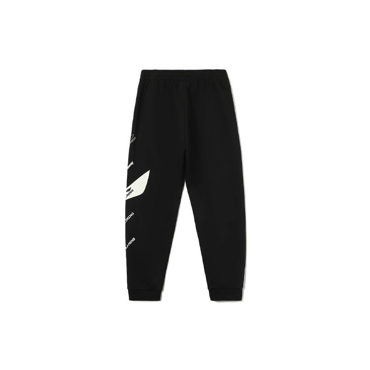 Li Ning Sports Fashion Series Large Logo Print Loose Cuff Knit Joggers Men Joggers Black AKLR369-4