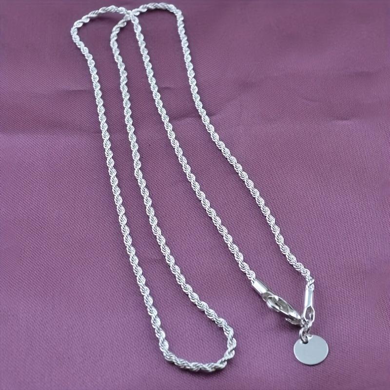 1pc Gorgeous Silvery Twisted Rope Chain Necklace, Long Sweater Chain - Perfect For DIY Pendant Necklace For Girls, DIY Necklace, 16"-30"