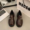Small Leather Shoes Women's New British Platform Thick Heel Heightening Single Shoes Spring