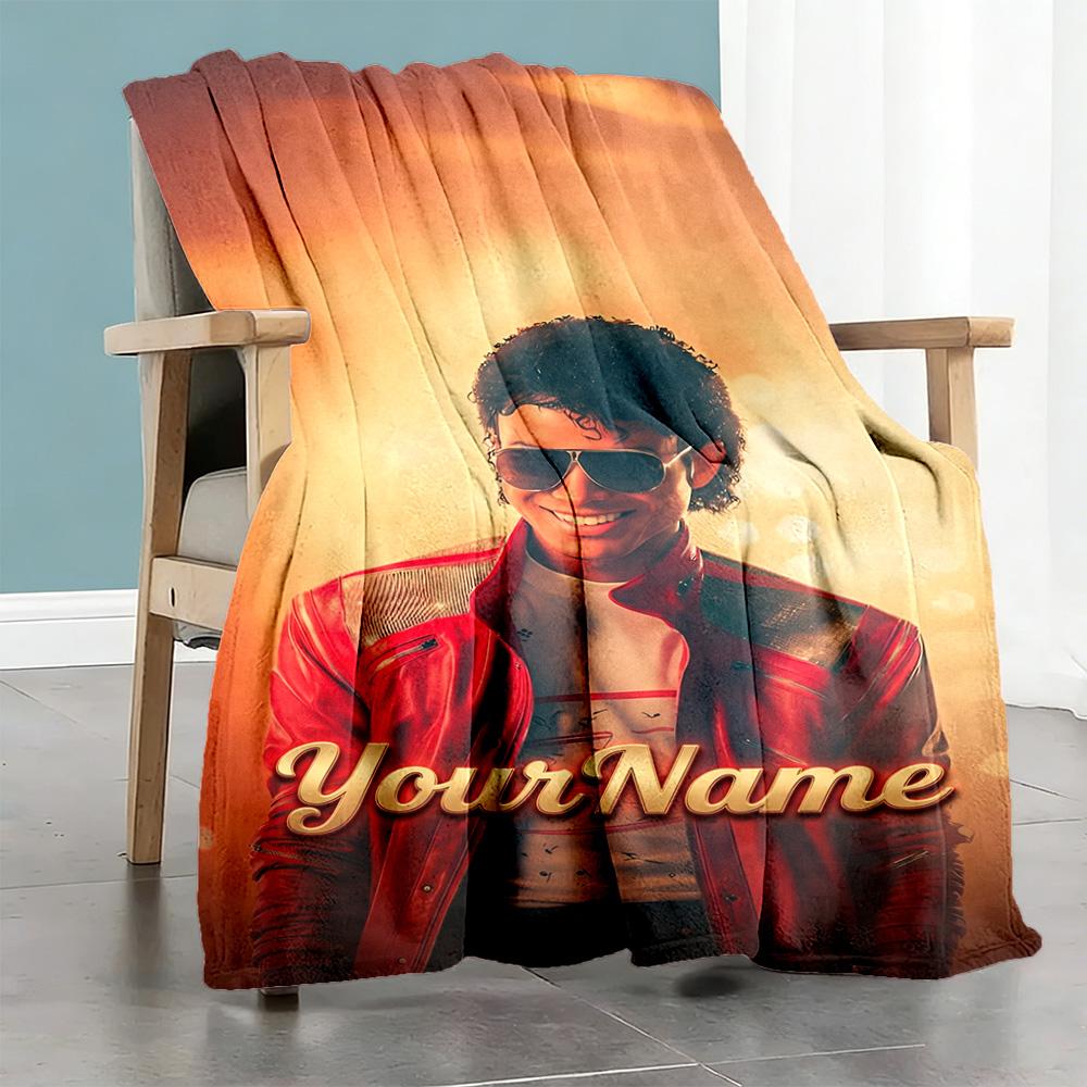 Michael Jackson 199 Customize Your Name Blanket Gift Personalized Blanket Soft & Cozy Great for Office Chair Livingroom Couch Nap for All Occasions