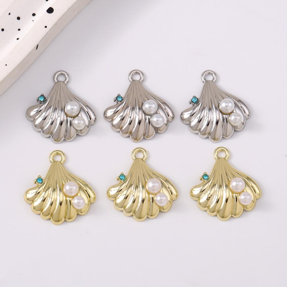 5pcs New Alloy Pearl Shell Pendants Charms for Jewelry Making Necklace Earrings Bracelet DIY Handmade Accessories Supplies