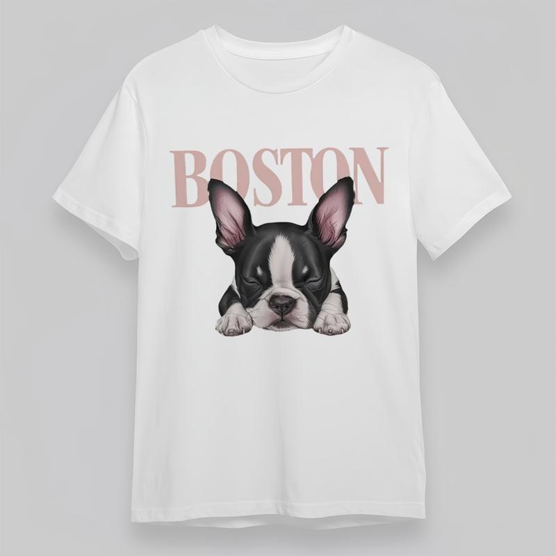 

Women s Plus Size Comfy Fashion Classic T-Shirt Boston Terrier Pet Graphic Tee S