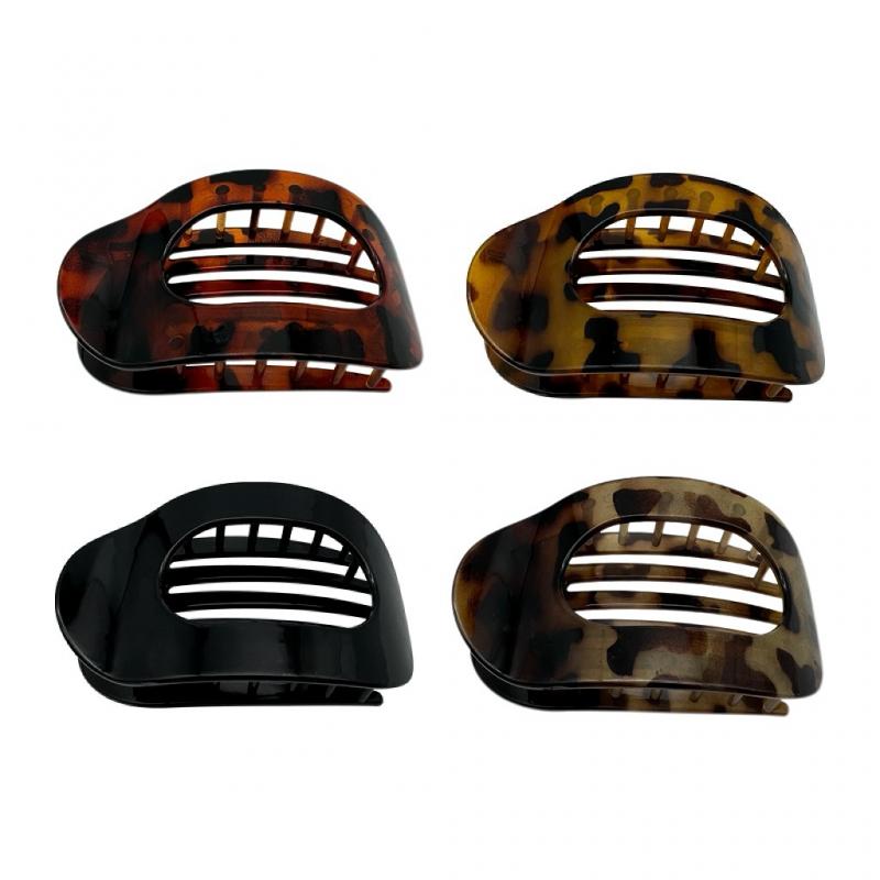 

4 шт. Плоские овальные заколки для волос для пучка, Сильный захват, Зажим-акула, Минималистичные смоляные заколки для волос, Изогнутый дизайн, Низкопрофильный аксессуар