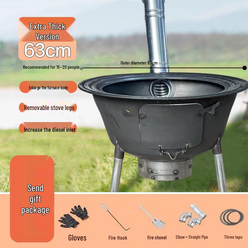 Thickened Movable Outdoor Wood-Burning Stove for Large Pots - Perfect for Family Use in Rural Areas