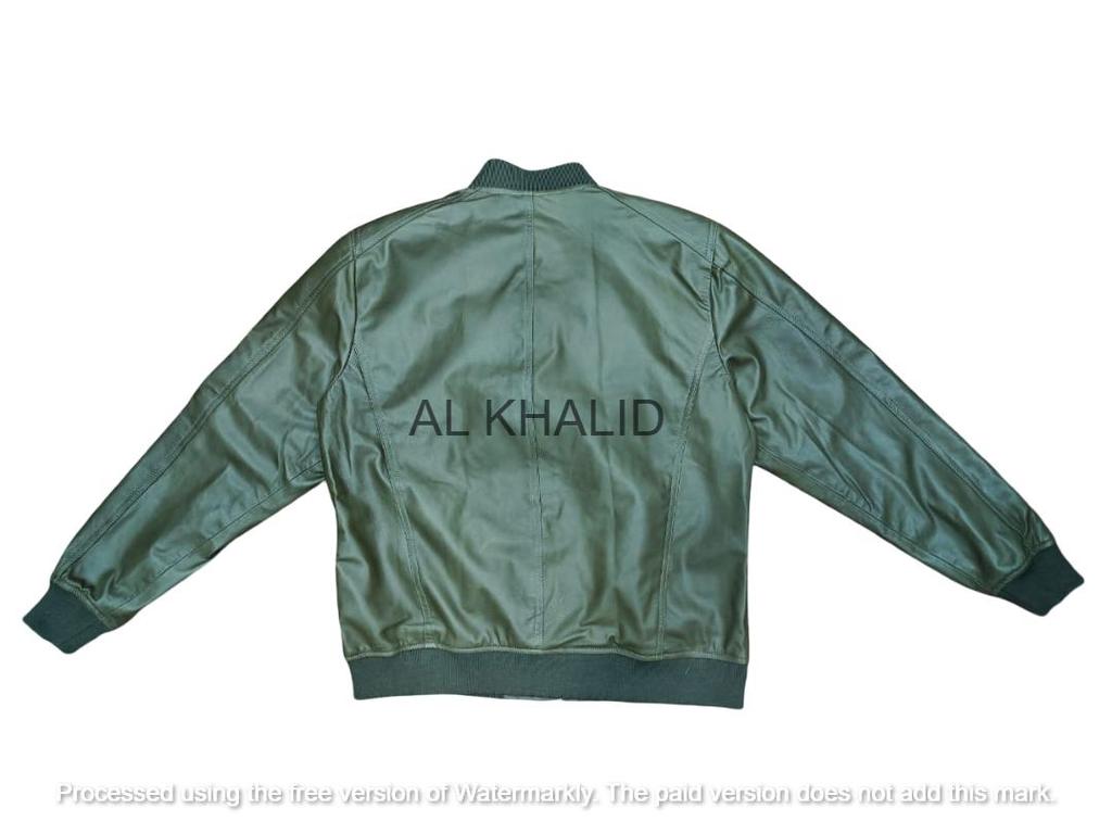 Olive Green Men's Genuine Leather Jacket Soft Lambskin Bomber Biker Casual Wear