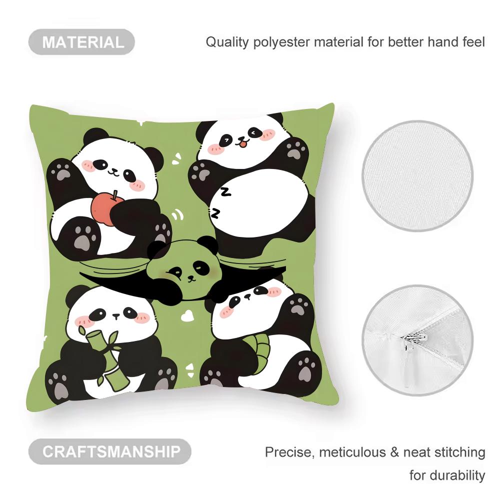panda Cushion Cover Anti-dustmite Pillowcase Invisible zipper silky short plush Sofa cushion cover