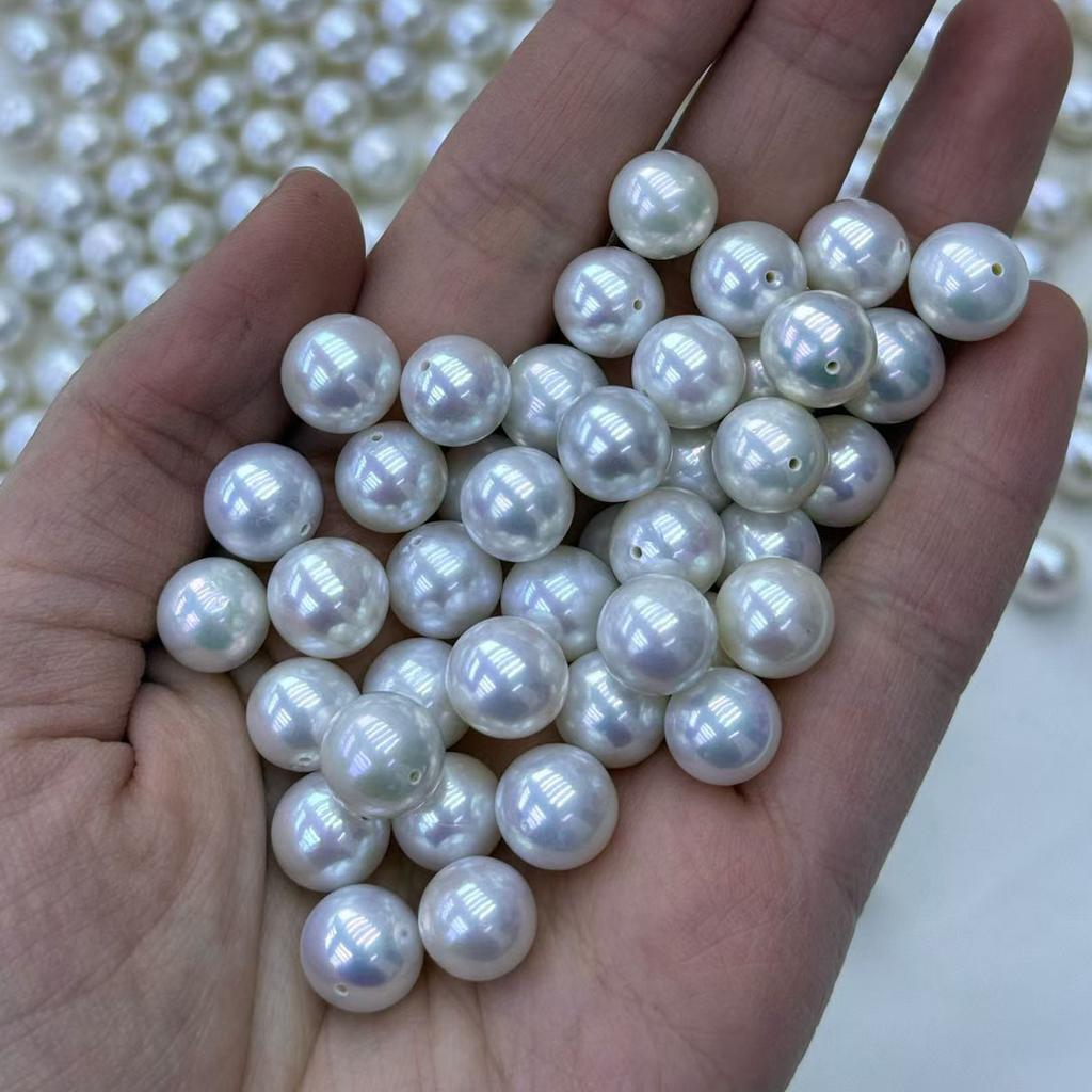 1Pc AAAAA Grade Perfect Round Natural Freshwater Pearl 10-11mm White Pre-Drilled Loose Pearl for DIY Pendant Jewelry Making