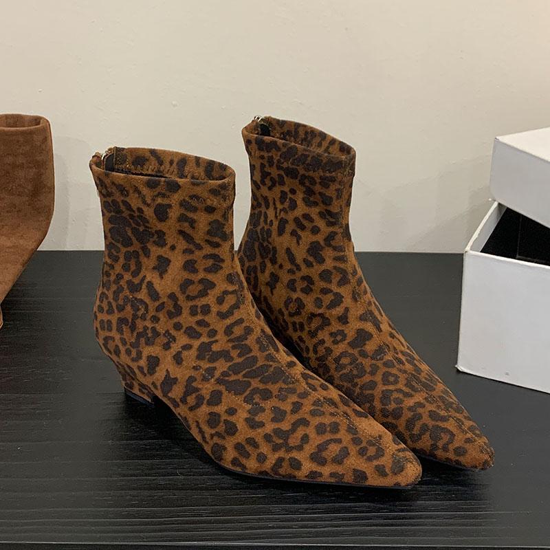 Fashion Fashion Low Heel Women Ankle Modern Boots With Zippers Shoes Pointed Toe Elegant Ladies Short Boots Female Pumps Shoes lady