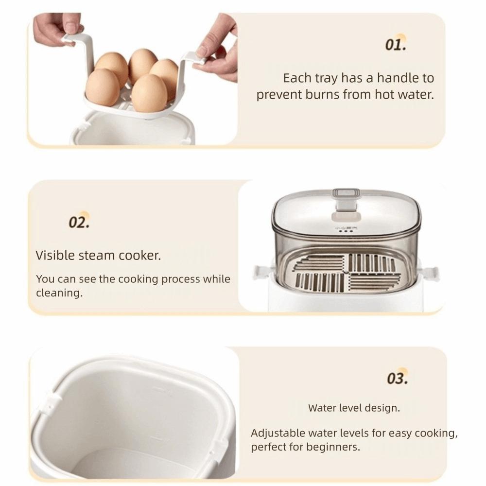 9-in-1 Function Electric Egg Boiler 300W Power Breakfast Machine Easy Clean Automatic Egg Cooker