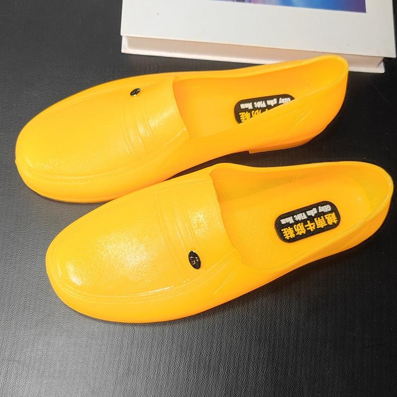 Spring and autumn durable yellow beef tendon men's autumn shoes low tube rain shoes non-slip chef rubber shoes labor protection rain boots