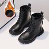 Boys Girls Motorcycle Boots Thick Soft Sole Kids Ankle Boots with Double Zipper 2024 New Children Warm Boots Round Toe Fashion