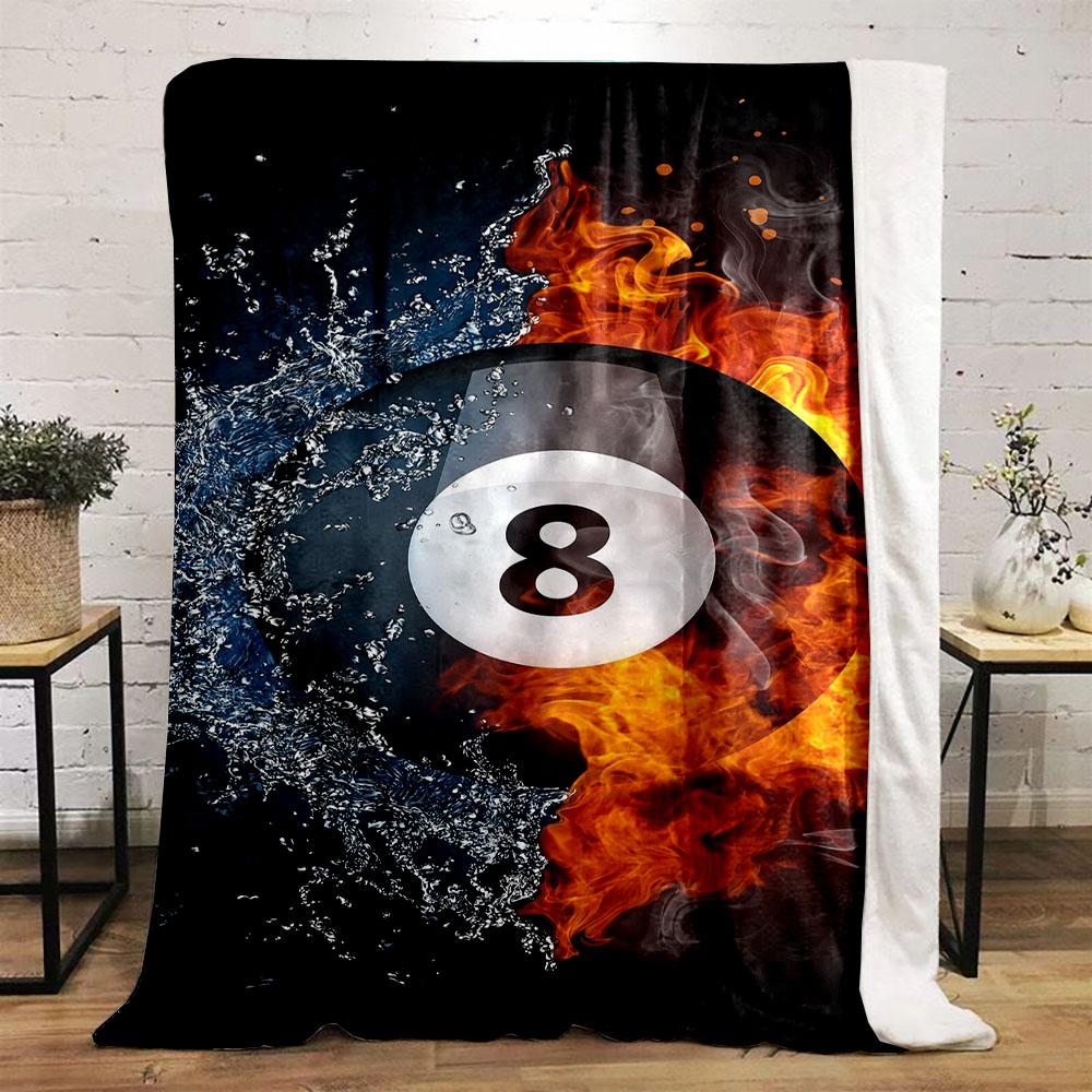 Fire and Water 8 Ball Design Patterned Flannel Blanket Perfect for the Bedroom Living Room, Sofa, or a Little Nap