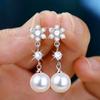 High-End And Fashionable Ocean Pearl Earrings, Set With Cubic Zirconia  Women'S  Luxurious Fashion Jewelry