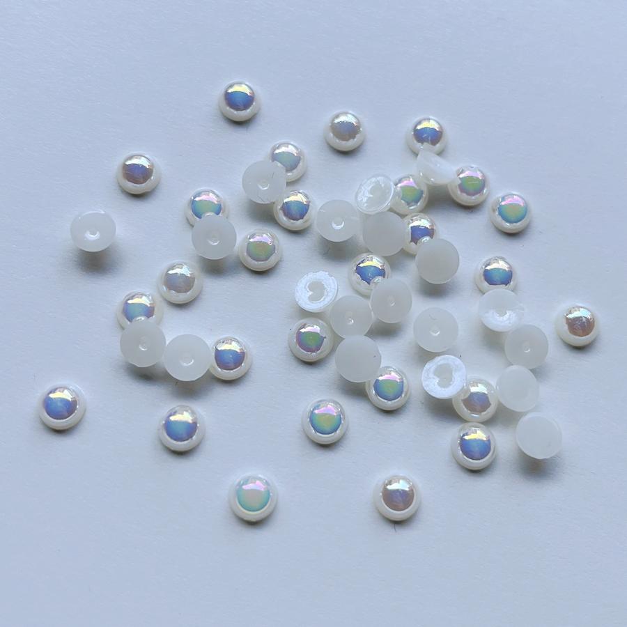 AB Color Abs 6mm Semi-round Beads Diy Jewelry Button Dress Decorative Beads Handmade Accessories 200 Pieces/batch